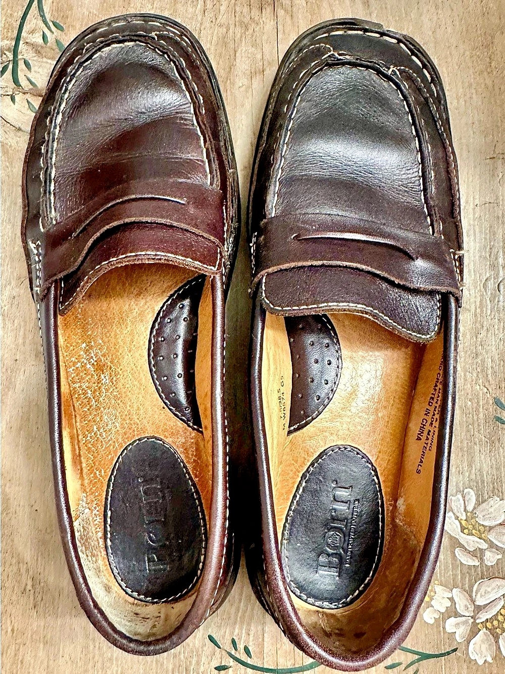 Born W6574 Leather Loafers Brown US 7.5